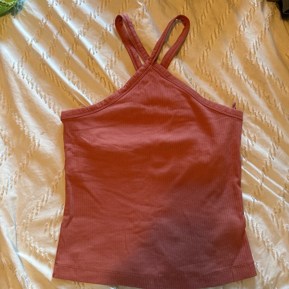 Old Navy Ribbed Rust-Red Crossback Tank Top